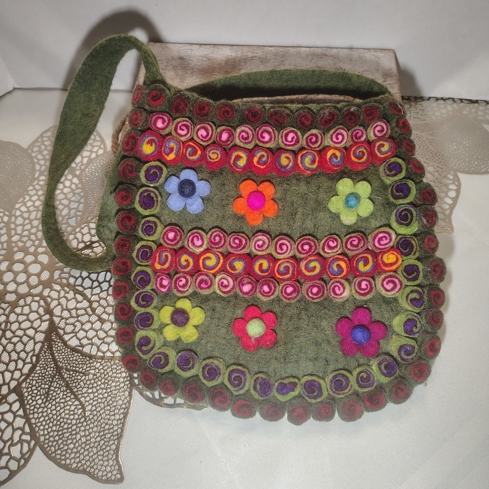Colorful Felt Shoulder Bag Wool *Condition Issues